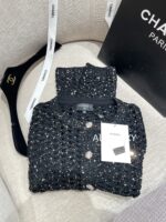 Chanel socialite internet celebrity must buy24B early autumn new series hollowed out hook woven gold and silver dual color sequins with diamond studded buttons wool knitted cardigan for women