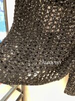Chanel socialite internet celebrity must buy24B early autumn new series hollowed out hook woven gold and silver dual color sequins with diamond studded buttons wool knitted cardigan for women - Image 4