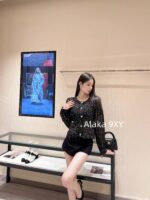 Chanel socialite internet celebrity must buy24B early autumn new series hollowed out hook woven gold and silver dual color sequins with diamond studded buttons wool knitted cardigan for women - Image 10