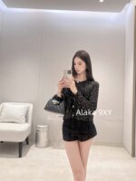 Chanel socialite internet celebrity must buy24B early autumn new series hollowed out hook woven gold and silver dual color sequins with diamond studded buttons wool knitted cardigan for women - Image 11