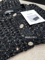 Chanel socialite internet celebrity must buy24B early autumn new series hollowed out hook woven gold and silver dual color sequins with diamond studded buttons wool knitted cardigan for women - Image 13