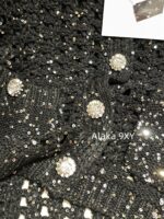 Chanel socialite internet celebrity must buy24B early autumn new series hollowed out hook woven gold and silver dual color sequins with diamond studded buttons wool knitted cardigan for women - Image 18