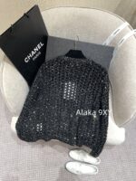 Chanel socialite internet celebrity must buy24B early autumn new series hollowed out hook woven gold and silver dual color sequins with diamond studded buttons wool knitted cardigan for women - Image 22