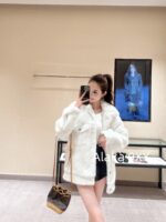 Same style as Wang Hedi   2024 Autumn/Winter New Collection  White Environmentally Friendly Fur Coat. Loose oversized unisex design - Image 25