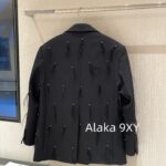 MOCO niche highend designer brand24ss early autumn new series heavy industry feathers  Nail bead pendant design, threedimensional cutting suit jacket