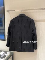 MOCO niche highend designer brand24ss early autumn new series heavy industry feathers  Nail bead pendant design, threedimensional cutting suit skirt