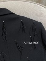 MOCO niche highend designer brand24ss early autumn new series heavy industry feathers  Nail bead pendant design, threedimensional cutting suit skirt - Image 8