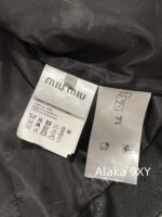 MIUMIU2024 Autumn CollectionRetro Letter Logo Black Collar PU Leather Coat Casual Leather Jacket Women's/Half Skirt Set Half Skirt - Image 4