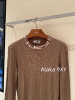 Hermes High Quality/H  24 Early Autumn New Milk Coffee Imported Embossed Jacquard Logo Super Comfortable  Cashmere base sweater for women - Image 4