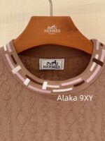 Hermes High Quality/H  24 Early Autumn New Milk Coffee Imported Embossed Jacquard Logo Super Comfortable  Cashmere base sweater for women - Image 5