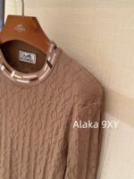 Hermes High Quality/H  24 Early Autumn New Milk Coffee Imported Embossed Jacquard Logo Super Comfortable  Cashmere base sweater for women - Image 6