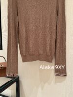 Hermes High Quality/H  24 Early Autumn New Milk Coffee Imported Embossed Jacquard Logo Super Comfortable  Cashmere base sweater for women - Image 8