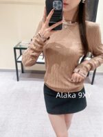 Hermes High Quality/H  24 Early Autumn New Milk Coffee Imported Embossed Jacquard Logo Super Comfortable  Cashmere base sweater for women - Image 26