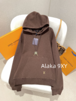 LOUIS VUITTON Color Series  Same as Wang Hedi  2024 Autumn/Winter New Collection Water Diamond Gem Drawstring Embroidered Letter Logo Hoodie Hoodie, Unisex - Image 4