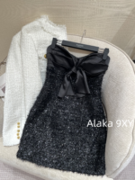 BALMAIN, the wealthy heiress of a wealthy family with a strong aura, is dressed in appropriate attire ”  24 Early Autumn New Collection B  Black and white color blocked suit jacket/heavy satin bow sequin dress - Image 18