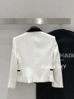 BALMAIN, the wealthy heiress of a wealthy family with a strong aura, is dressed in appropriate attire ”  24 Early Autumn New Collection B  Black and white color blocked suit jacket/heavy satin bow sequin dress - Image 53