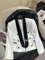 BALMAIN, the wealthy heiress of a wealthy family with a strong aura, is dressed in appropriate attire ”  24 Early Autumn New Collection B  Black and white color blocked suit jacket/heavy satin bow sequin dress - Image 58