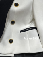 BALMAIN, the wealthy heiress of a wealthy family with a strong aura, is dressed in appropriate attire ”  24 Early Autumn New Collection B  Black and white color blocked suit jacket/heavy satin bow sequin dress - Image 60