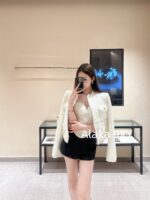 BALMAIN B  2024 Early Autumn New Collection  Imported tweed fabric, metal buckle pocket woven suit jacket for women. - Image 4