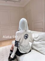 THOM BROWNE 24 Early Autumn New CollectionSuper Comfortable  Lightweight hooded design long sleeved blouse for women. Three color options with classic four bar dog pattern - Image 21