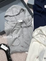 THOM BROWNE 24 Early Autumn New CollectionSuper Comfortable  Lightweight hooded design long sleeved blouse for women. Three color options with classic four bar dog pattern - Image 36