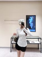 Chanel's' Pure Desire Atmosphere ' ” 24ss early autumn new series heavyduty hot stamping logo round neck base long sleeved top for women. - Image 3