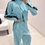 King Alexander Wang  2024SS early autumn new collection _ Logo decoration with rolled edge short sports jacket jacket/casual wide leg sports pants