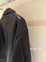 Prada 24 AutumnWinter New Collection  Environmentally friendly protein leather fabric triangle logo nylon lapel jacket top, short skirt set, feminine slimming - Image 25