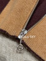Hermes High Edition H  24 Autumn/Winter New Collection Imported Kashmir Cashmere Fabric Color blocked Grid Zipper Hooded Cloak Coat for Women. - Image 9