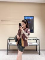 Hermes High Edition H  24 Autumn/Winter New Collection Imported Kashmir Cashmere Fabric Color blocked Grid Zipper Hooded Cloak Coat for Women. - Image 12