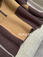 Hermes High Edition H  24 Autumn/Winter New Collection Imported Kashmir Cashmere Fabric Color blocked Grid Zipper Hooded Cloak Coat for Women. - Image 26
