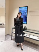 Valentino 24b Early Autumn New Collection  Showpiece Water Diamond Buckle Bow Tie Waist Long Wind Jacket for Women. A musthave for early autumn outfits that exude a slimming temperament - Image 8
