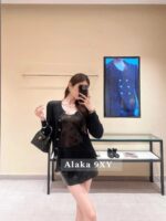 CHANEL Jennie Same Style   2024k new series  Heavy Industry hollow out rhinestone black suspender Vneck vest top for women. - Image 17
