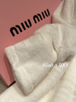 MIUMIU White Rich Beauty Dressing24ss Autumn/Winter New Collection  White environmentally friendly rhinestone letter logo hooded zipper style fur coat for women. - Image 6