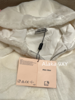 MIUMIU White Rich Beauty Dressing24ss Autumn/Winter New Collection  White environmentally friendly rhinestone letter logo hooded zipper style fur coat for women. - Image 9