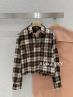 MIUMIU   24 Early Autumn New Collection  British style letter embroidery plaid lapel shirt jacket/khaki metal belt skirt, casual and versatile, full of girlish vibe - Image 3