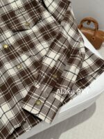 MIUMIU   24 Early Autumn New Collection  British style letter embroidery plaid lapel shirt jacket/khaki metal belt skirt, casual and versatile, full of girlish vibe - Image 14