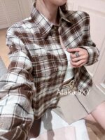 MIUMIU   24 Early Autumn New Collection  British style letter embroidery plaid lapel shirt jacket/khaki metal belt skirt, casual and versatile, full of girlish vibe - Image 22