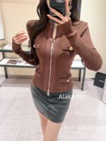 BALMAIN B  2024 Early Autumn New Collection "White Rich Beauty Dress Up" Zipper style Metal Buckle for a slimming and striped Knitted Cardigan Coat for Women. - Image 7