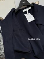 DIOR D  2024SS Autumn/Winter New Collection  Navy Academy Style Girl like Printed Letter Logo Thickened Wool Cloak Short Coat for Women. - Image 4
