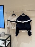 DIOR D  2024SS Autumn/Winter New Collection  Navy Academy Style Girl like Printed Letter Logo Thickened Wool Cloak Short Coat for Women. - Image 12