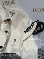DIOR D  2024SS Autumn/Winter New Collection  Navy Academy Style Girl like Printed Letter Logo Thickened Wool Cloak Short Coat for Women. - Image 28