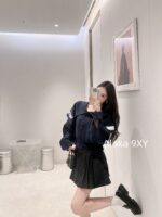 DIOR D  2024SS Autumn/Winter New Collection  Navy Academy Style Girl like Printed Letter Logo Thickened Wool Cloak Short Coat for Women. - Image 32