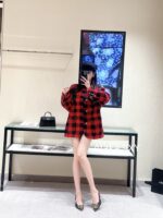 LOUIS VUITTON Wang Jiaer Same Style  2024SS autumn/winter new collection red checkered coarse woolen fabric woven suit jacket. Loose fit for both men and women - Image 11