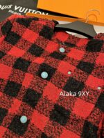 LOUIS VUITTON Wang Jiaer Same Style  2024SS autumn/winter new collection red checkered coarse woolen fabric woven suit jacket. Loose fit for both men and women - Image 19