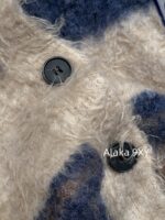 LOEWE  2024SS Autumn/Winter New Collection  Blended Gradient Color blocked Long Hair Mohair Embroidered Logo Knitted Cardigan Coat for Women. - Image 20