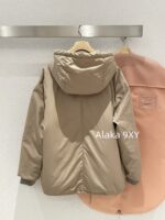 miumiu   2024 autumn and winter new collectionClassic letter logo hooded casual mid length down jacket loose fit for both men and women. 90 National Standard Goose Down - Image 3