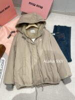 miumiu   2024 autumn and winter new collectionClassic letter logo hooded casual mid length down jacket loose fit for both men and women. 90 National Standard Goose Down - Image 7