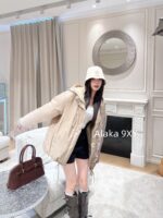 miumiu   2024 autumn and winter new collectionClassic letter logo hooded casual mid length down jacket loose fit for both men and women. 90 National Standard Goose Down - Image 11