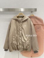 miumiu   2024 autumn and winter new collectionClassic letter logo hooded casual mid length down jacket loose fit for both men and women. 90 National Standard Goose Down - Image 23